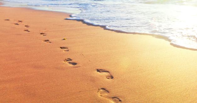 footsteps in sand