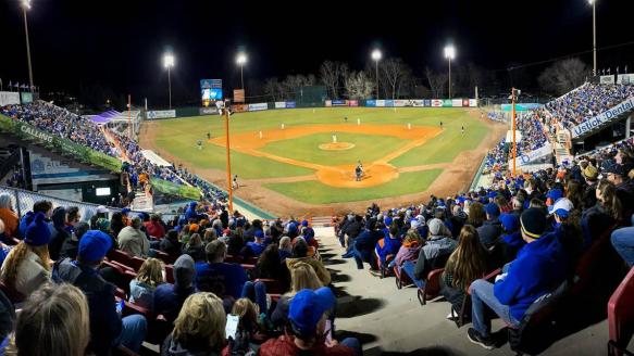 View of Hawks stadium from behind home plate