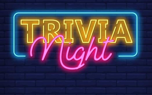 Neon sign reading "trivia night".